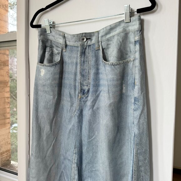 Rag & Bone Liquid Miramar Printed Denim Maxi Skirt Posy Blue Tencel 29 - Picture 5 of 11